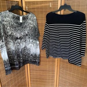 Lot of 2 Black/white Tops  size 3X
